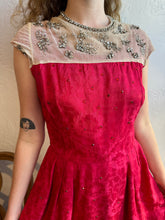 Load image into Gallery viewer, 50s pink rhinestone dress