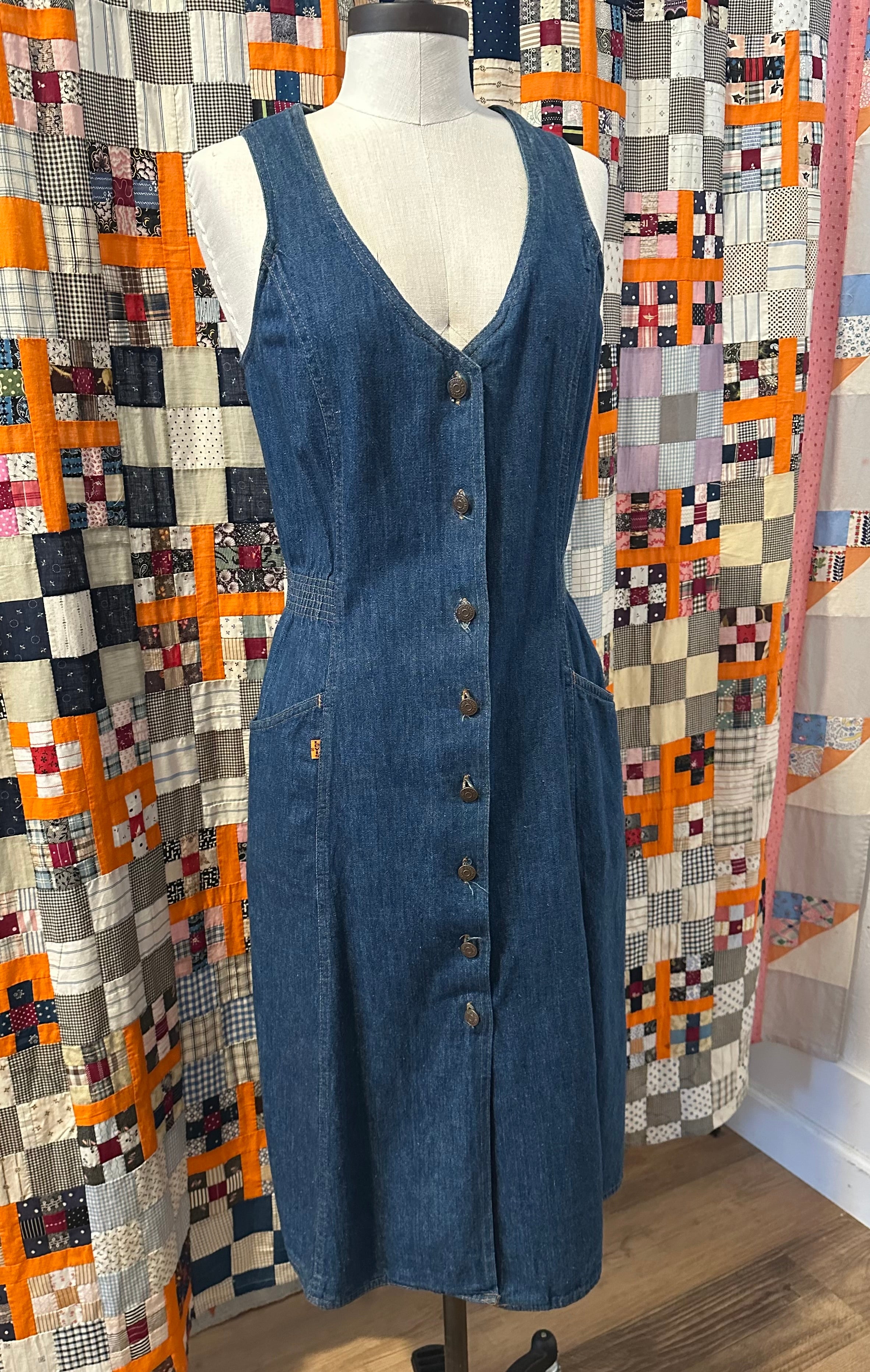 70s Levi’s orange tab denim dress