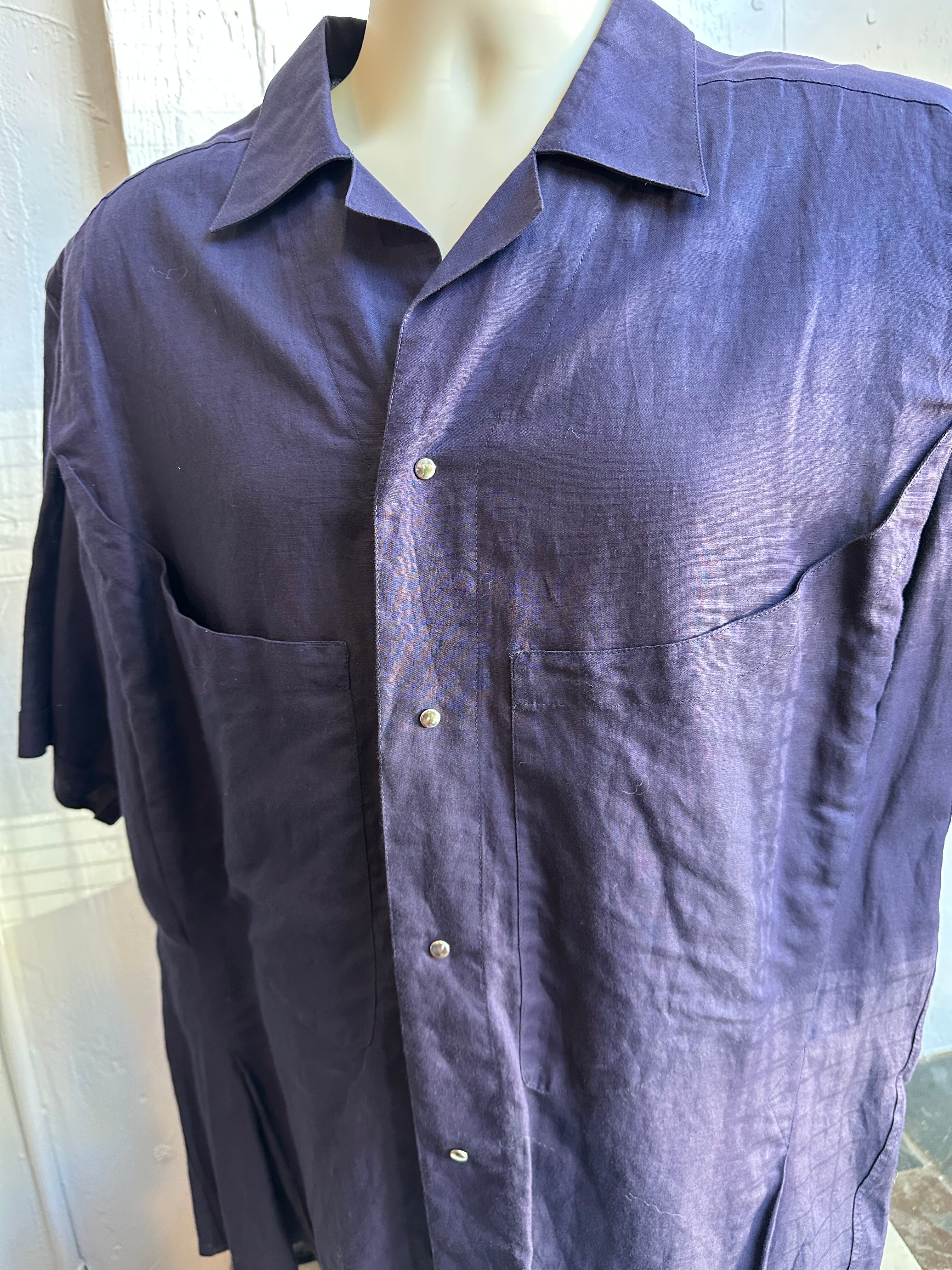 80s Thierry Mugler dark purple button up