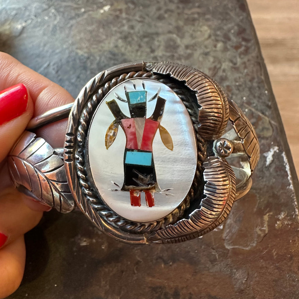 Kachina inlay cuff bracelet