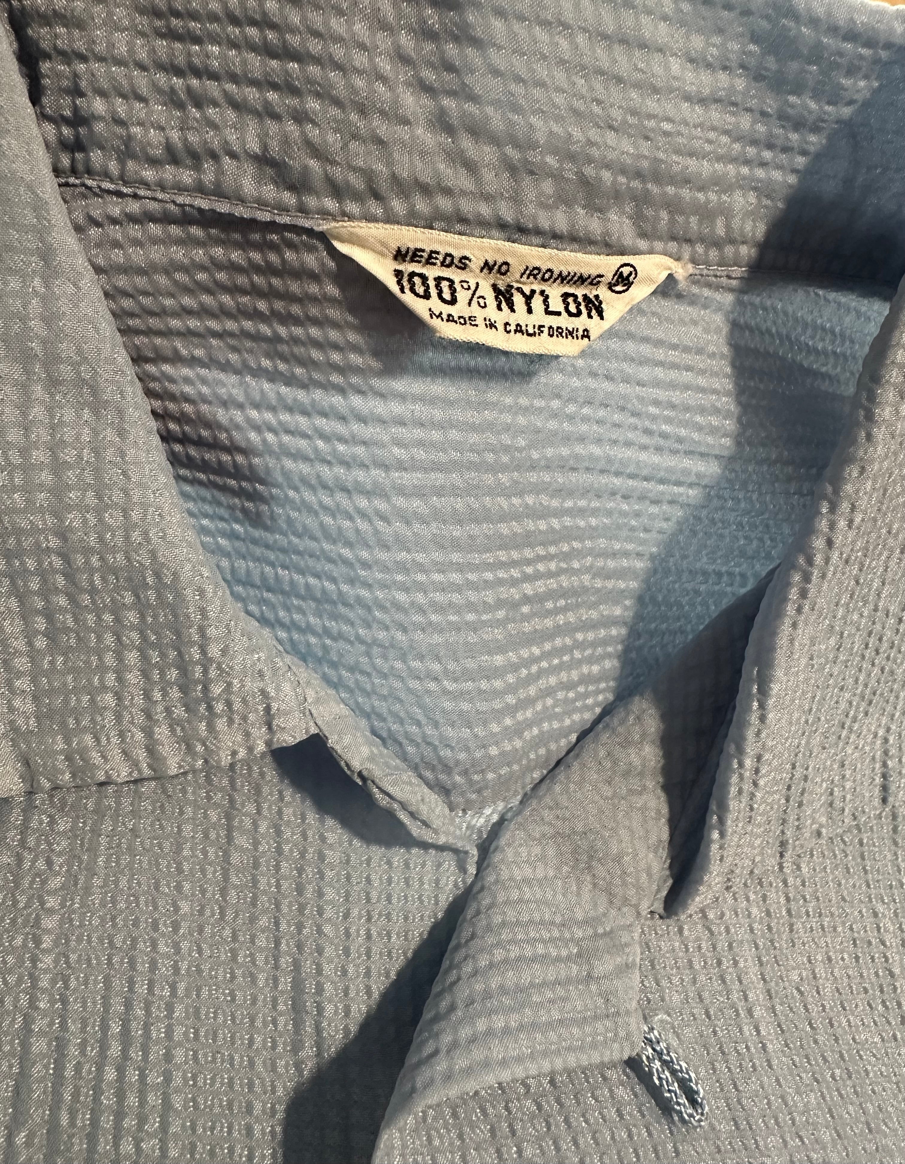 50s nylon blue sheer men’s shirt