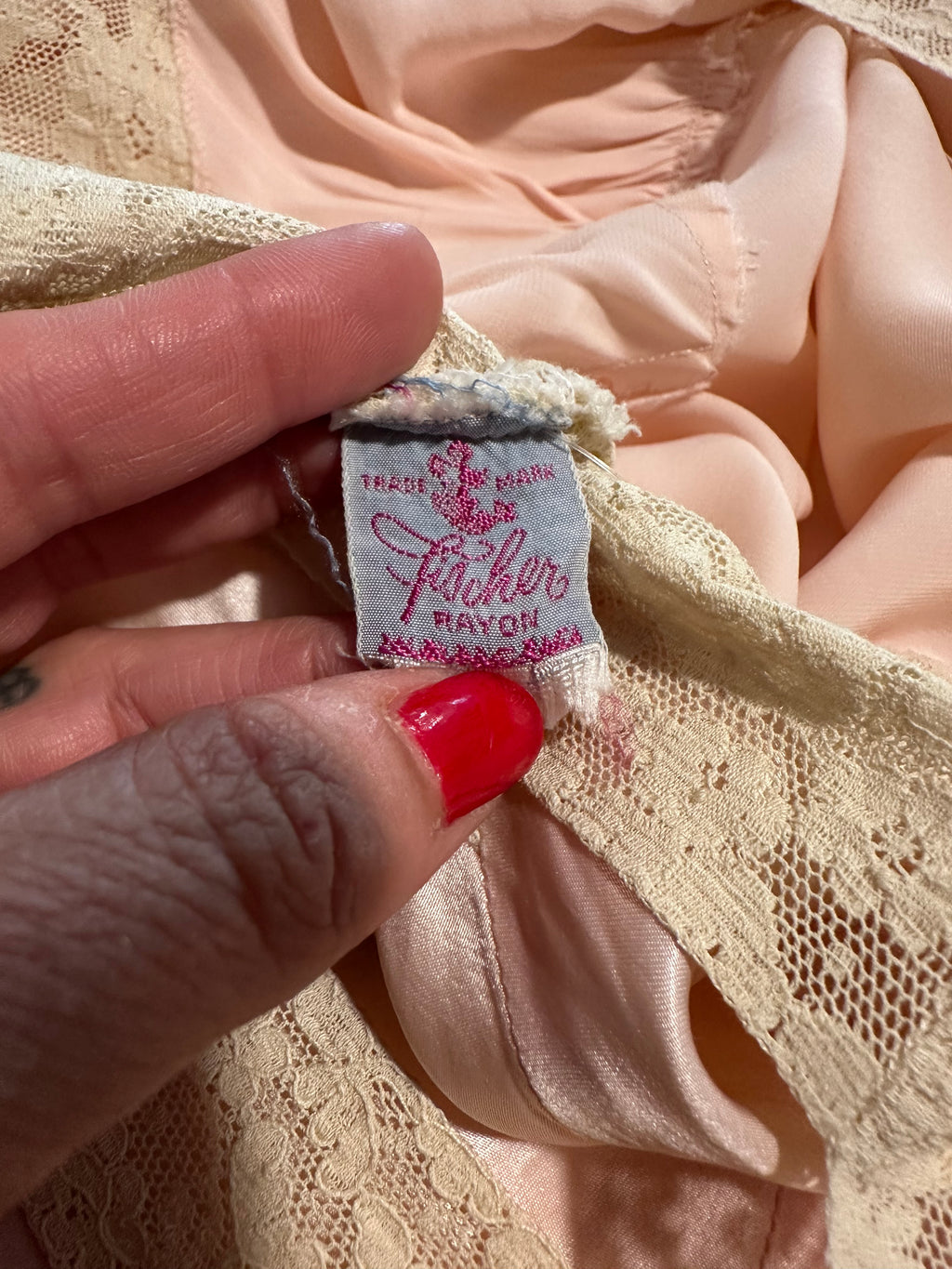 30s/40s Rayon & lace pink slip