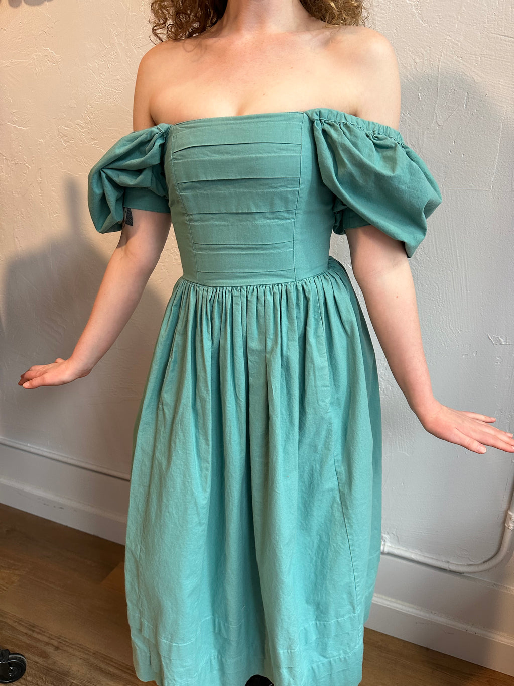 Laura Ashley seafoam puff sleeve dress