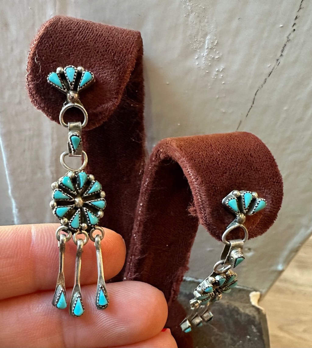 Zuni needlepoint dangle earrings