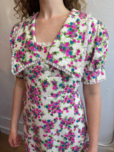 Load image into Gallery viewer, 70s Barkcloth White Floral Maxi Dress
