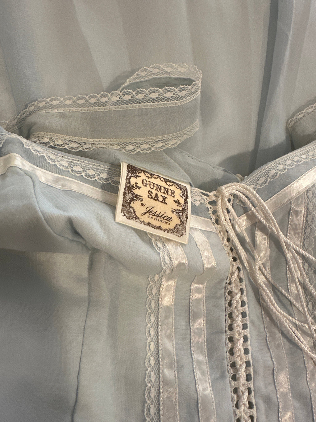 Gunne Sax baby blue maxi dress