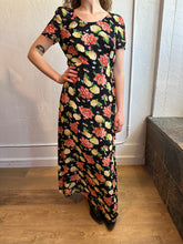 Load image into Gallery viewer, Laura Ashley Black Floral Maxi Dress Dead stock
