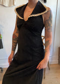 70s Byer black halter maxi w/collar