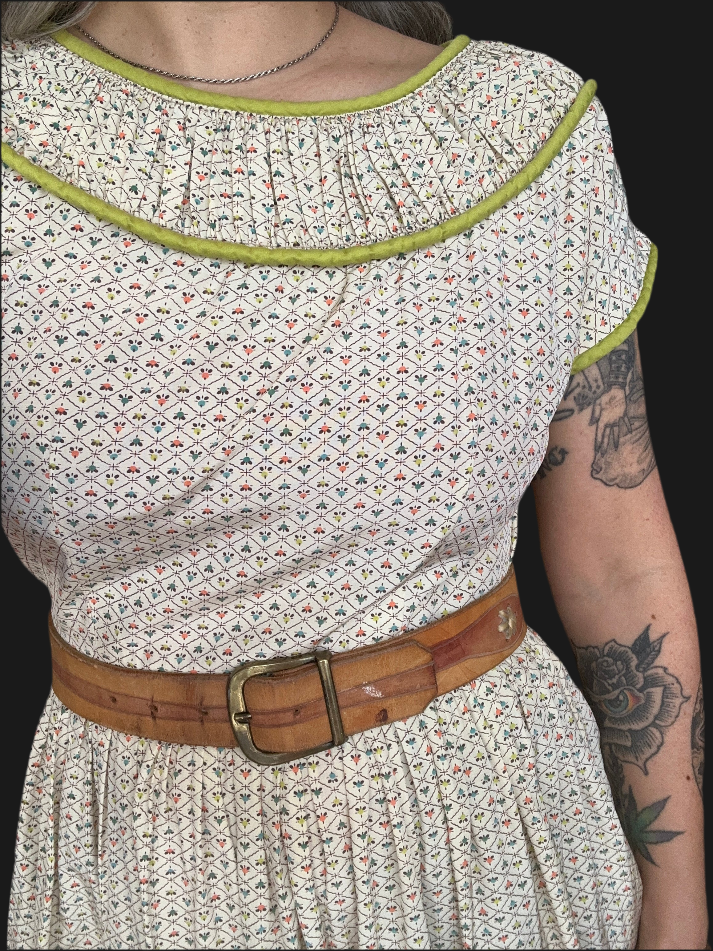 40s/50s Vicky Vaughn rayon white floral dress