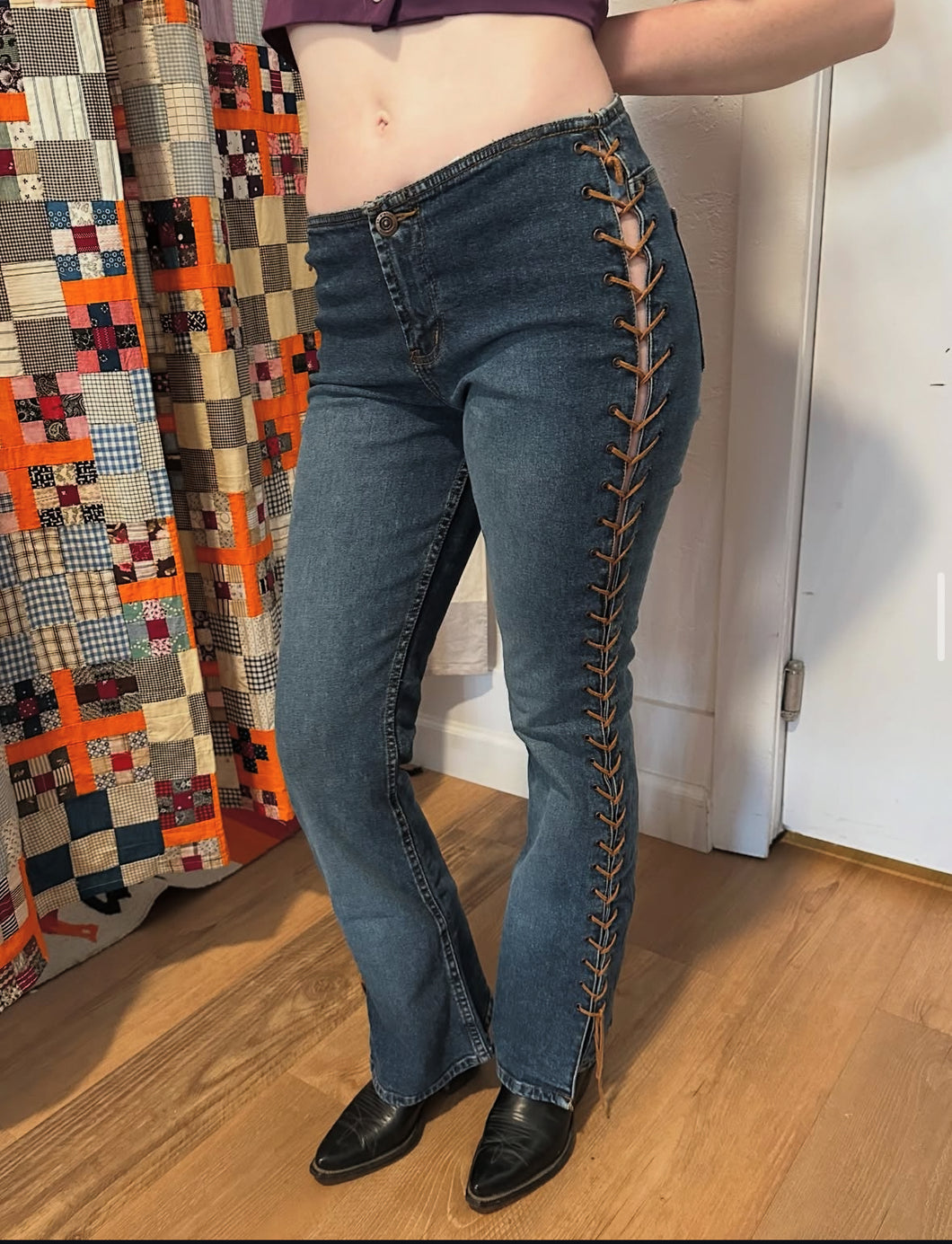 Y2K Xhiliration side lace up jeans