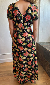 Laura Ashley Black Floral Maxi Dress Dead stock