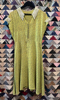 30s/40s lime green dot rayon dress