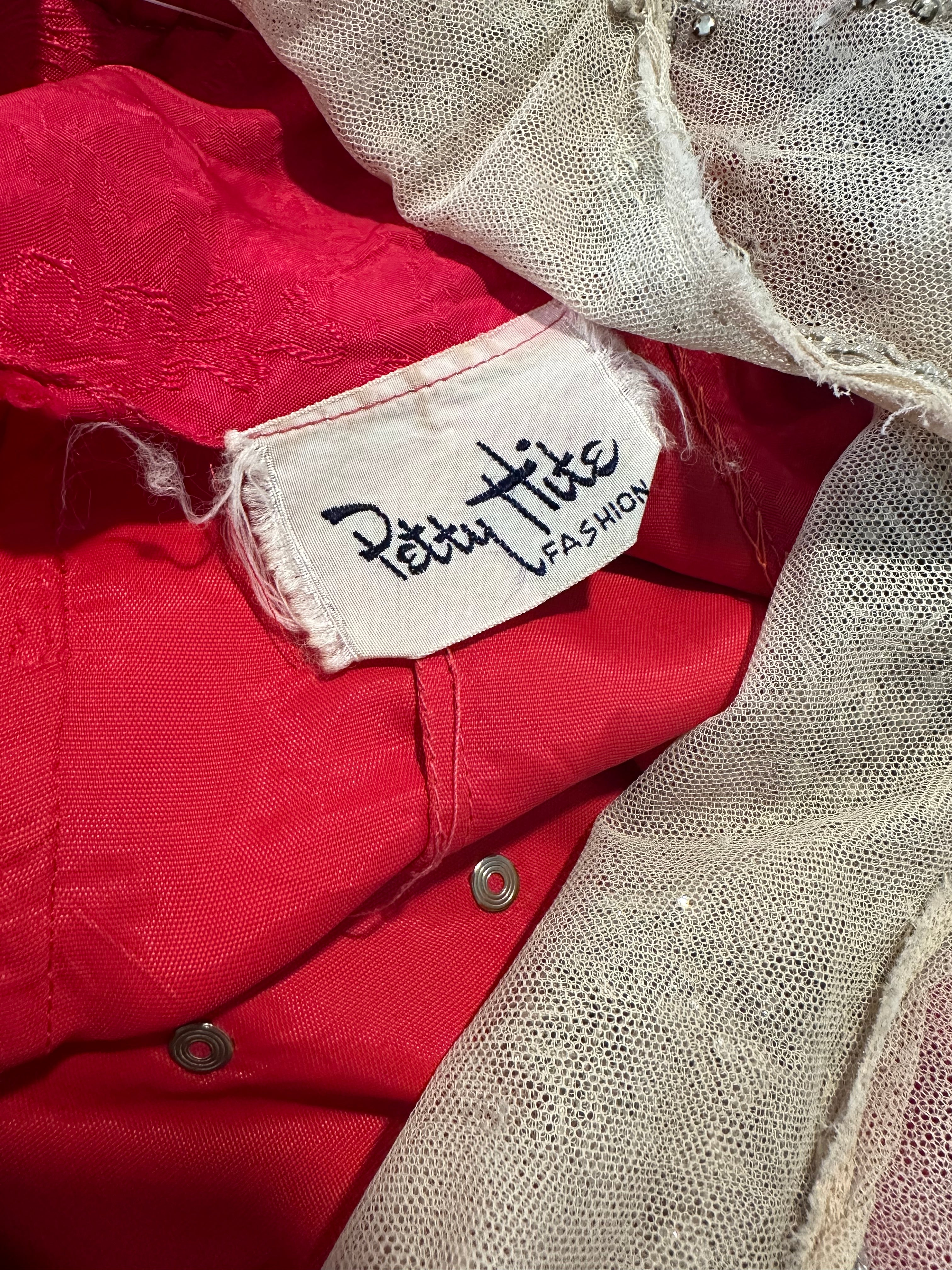 50s pink rhinestone dress