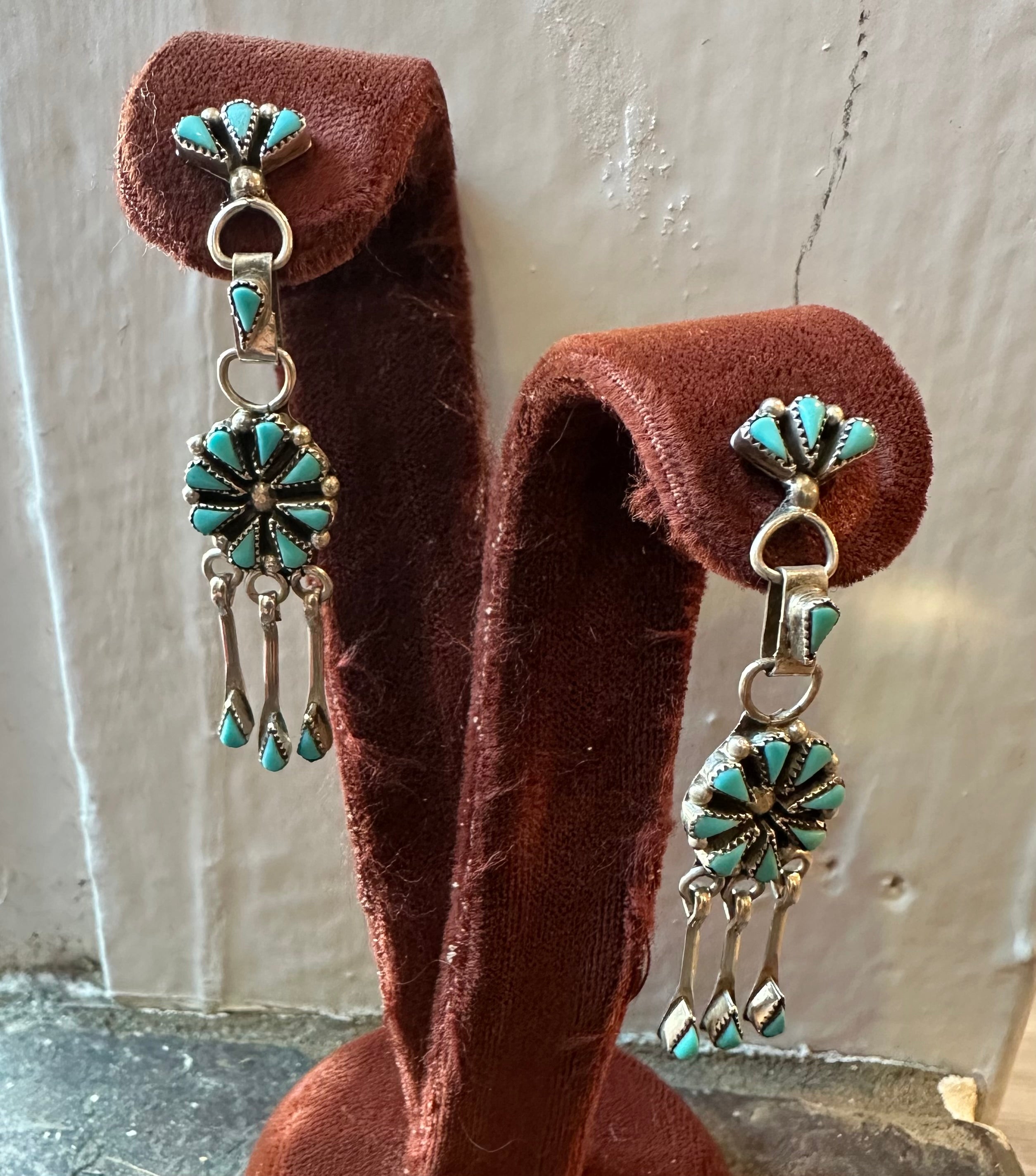 Zuni needlepoint dangle earrings