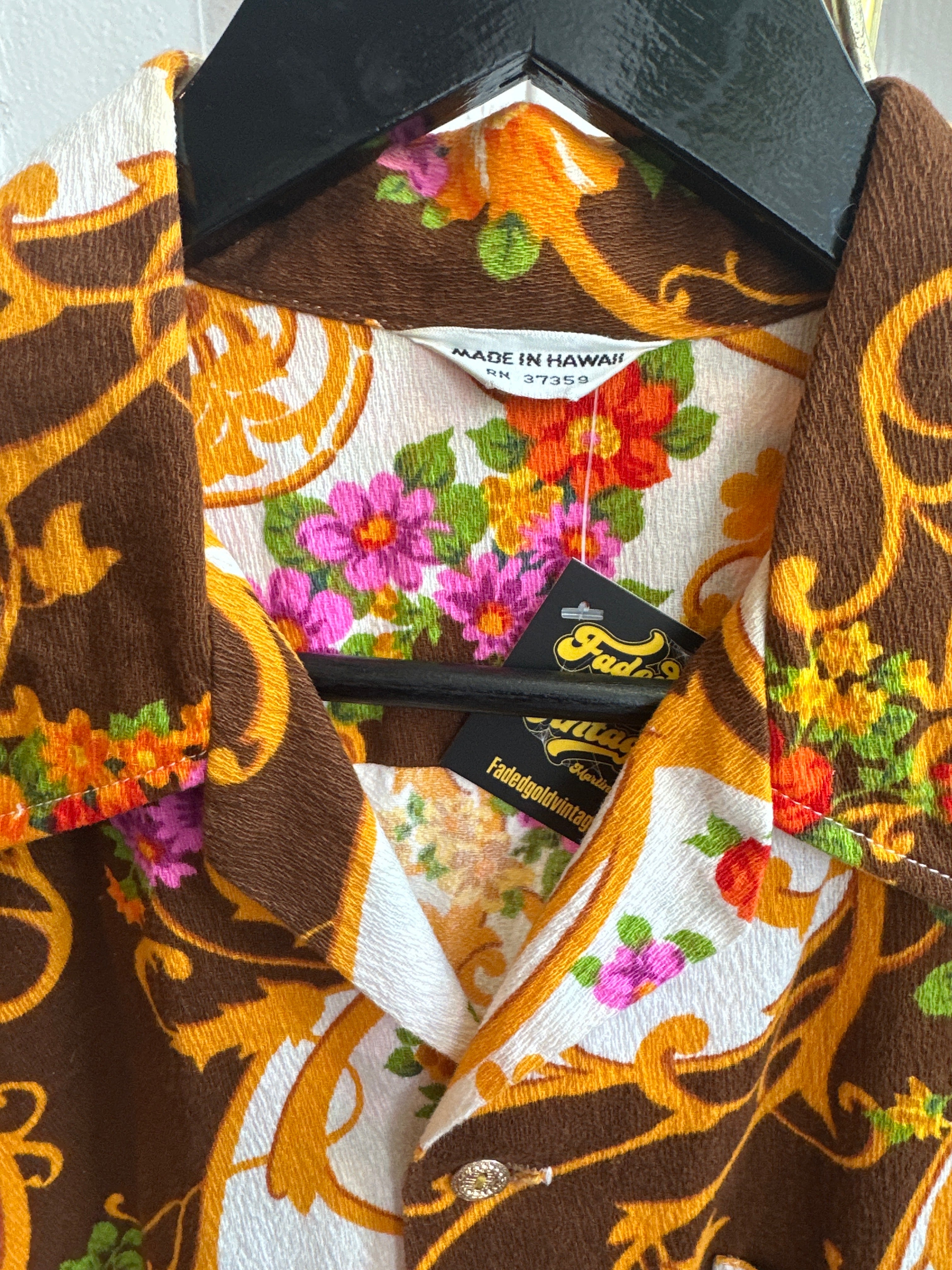 60s/70s barkcloth button up shirt