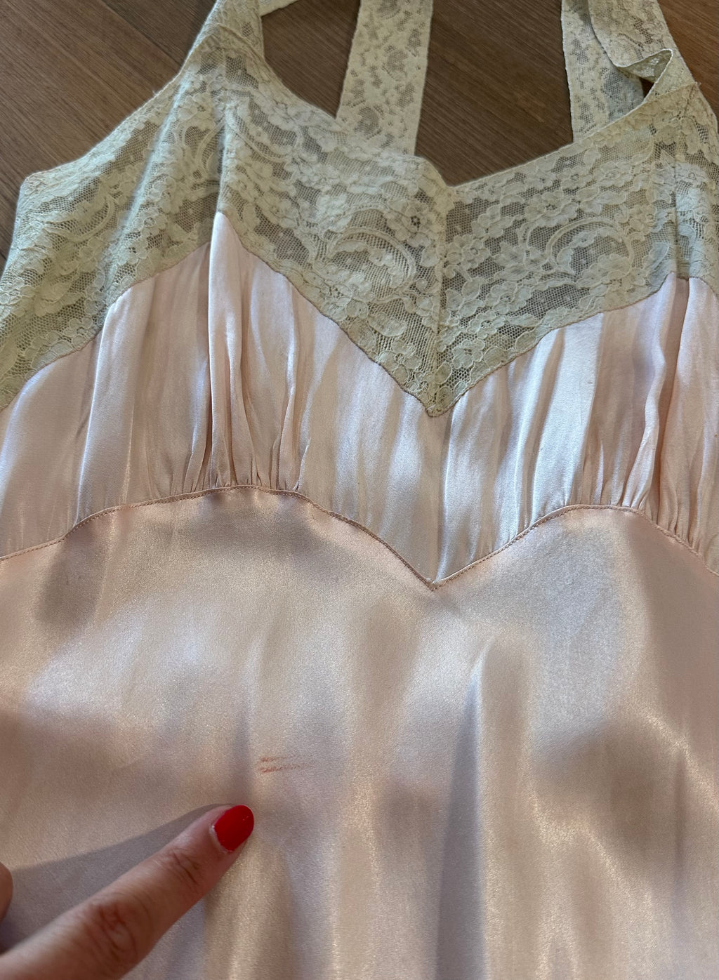 30s/40s Rayon & lace pink slip