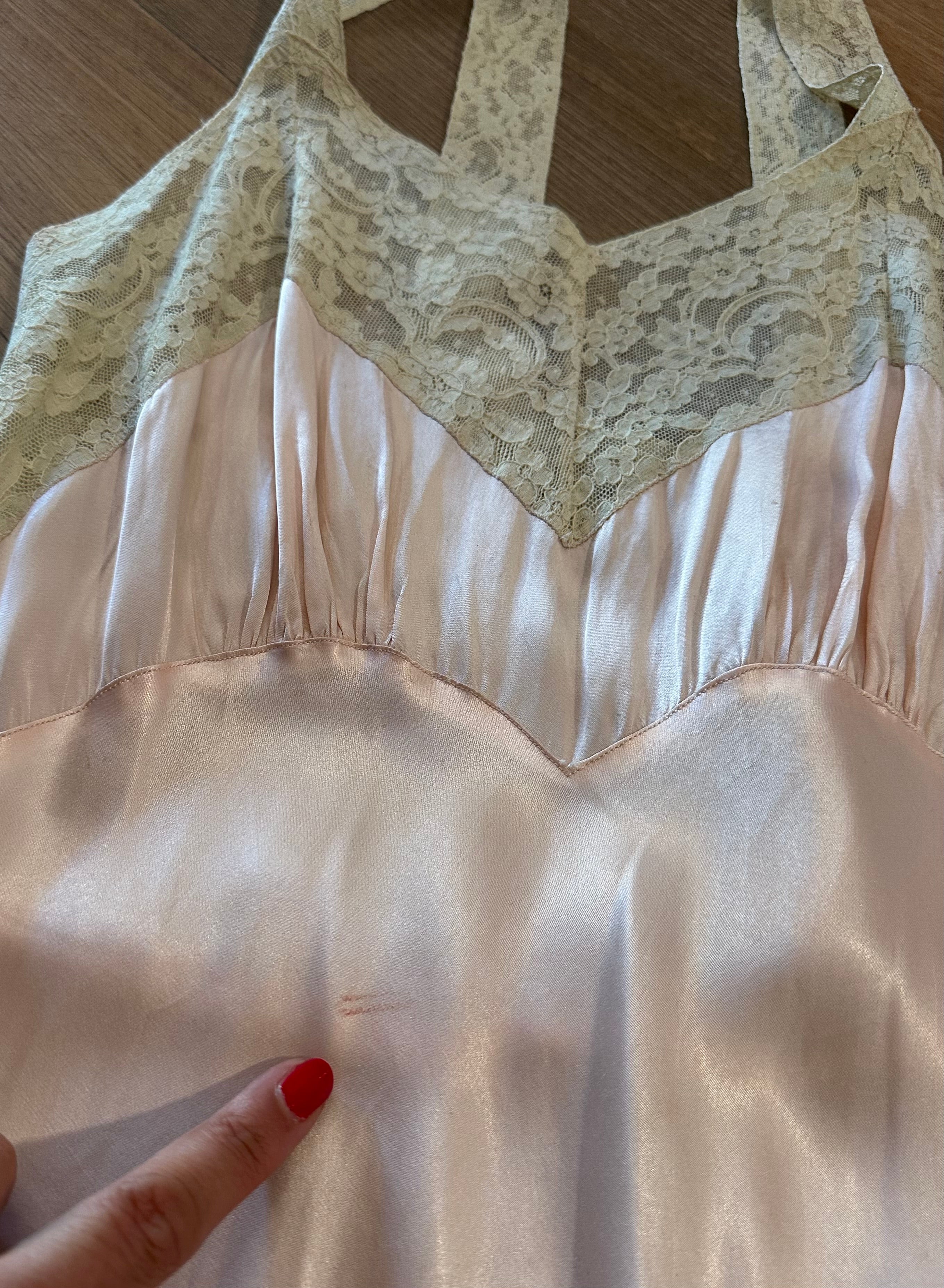 30s/40s Rayon & lace pink slip