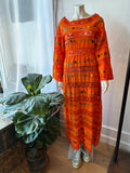 Orange embroidered maxi dress