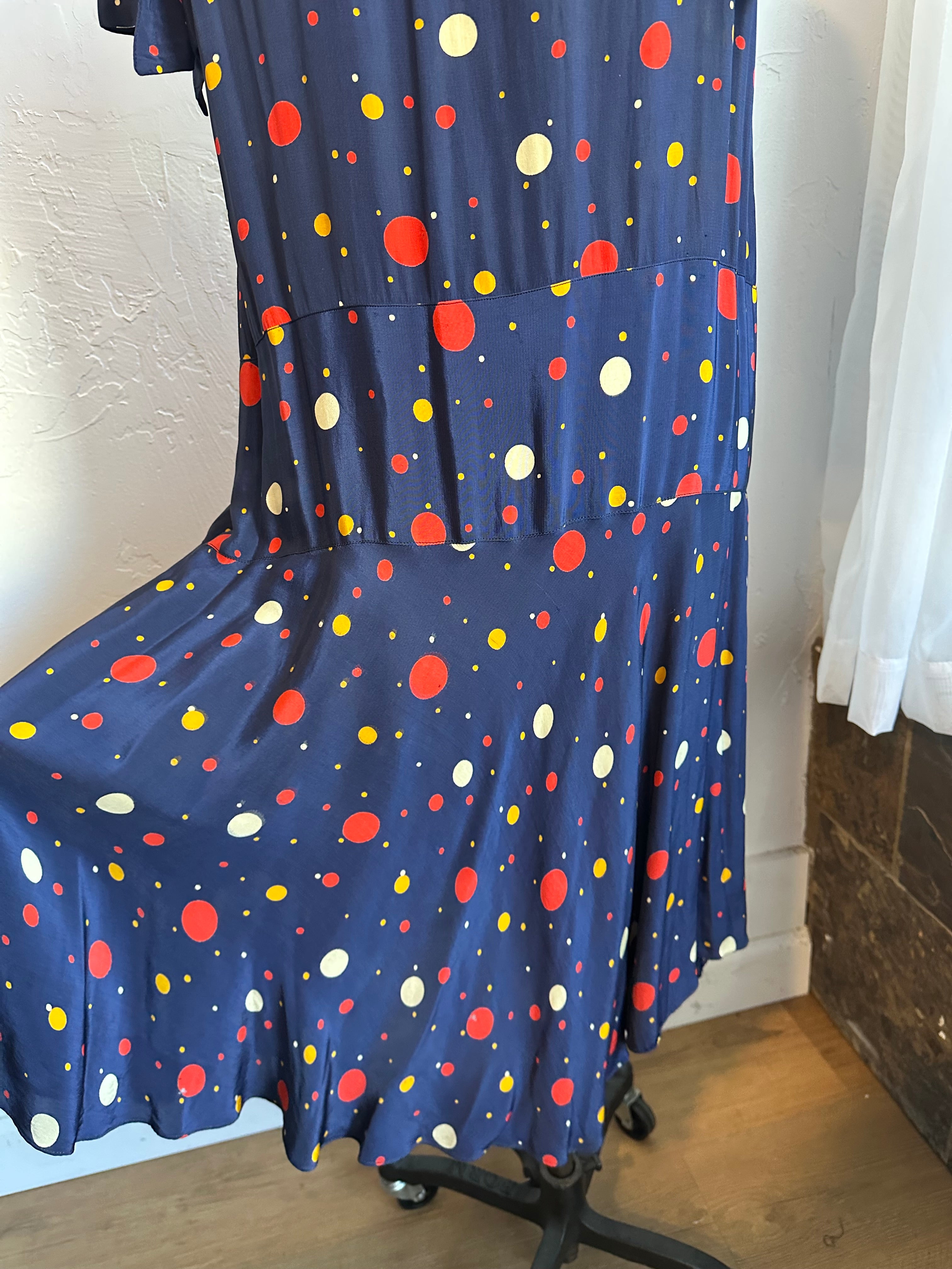 30s navy polka dot dress