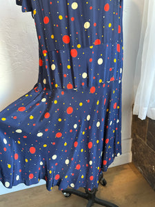 30s navy polka dot dress