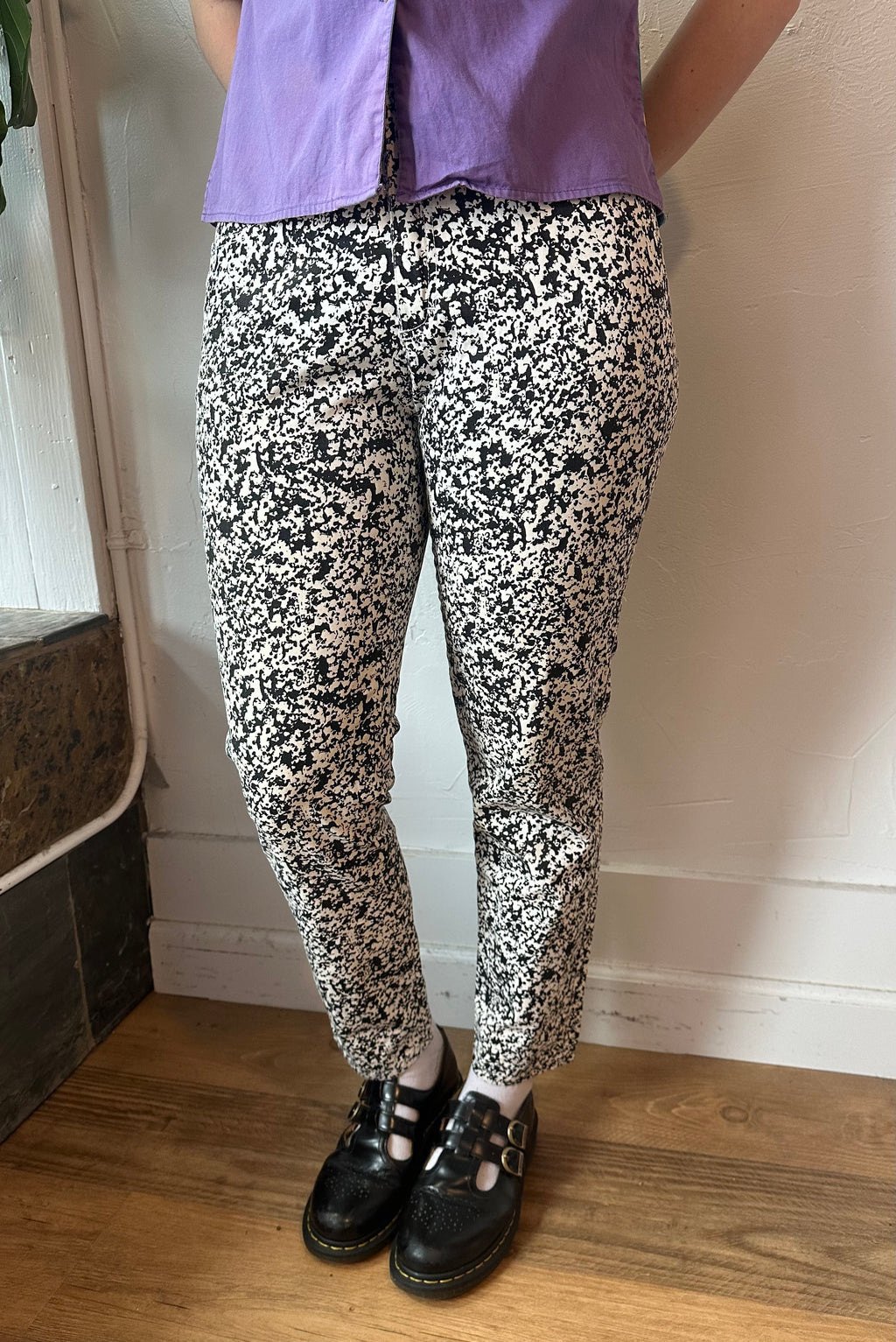 80s Esprit black/white speckle pants