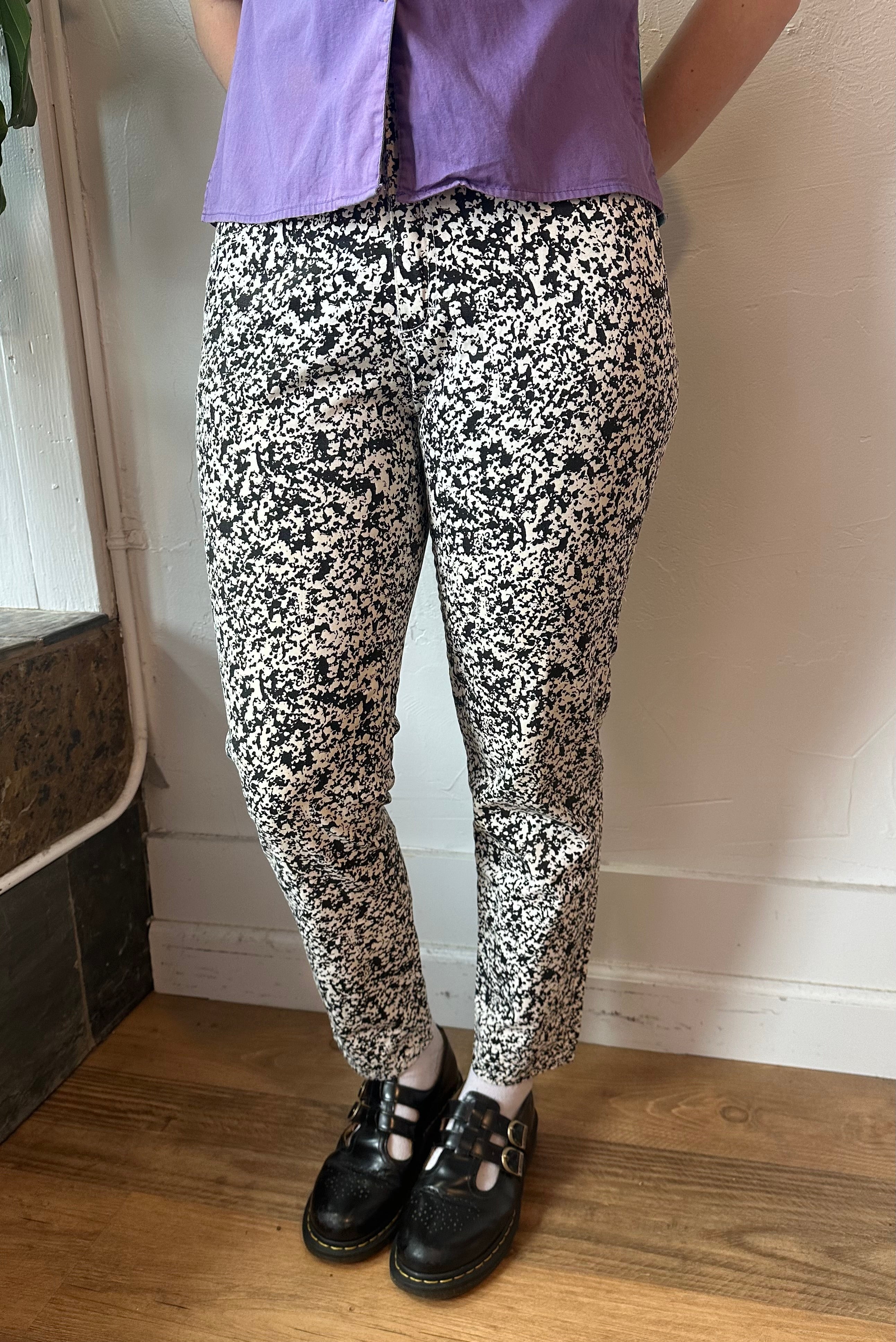 80s Esprit black/white speckle pants