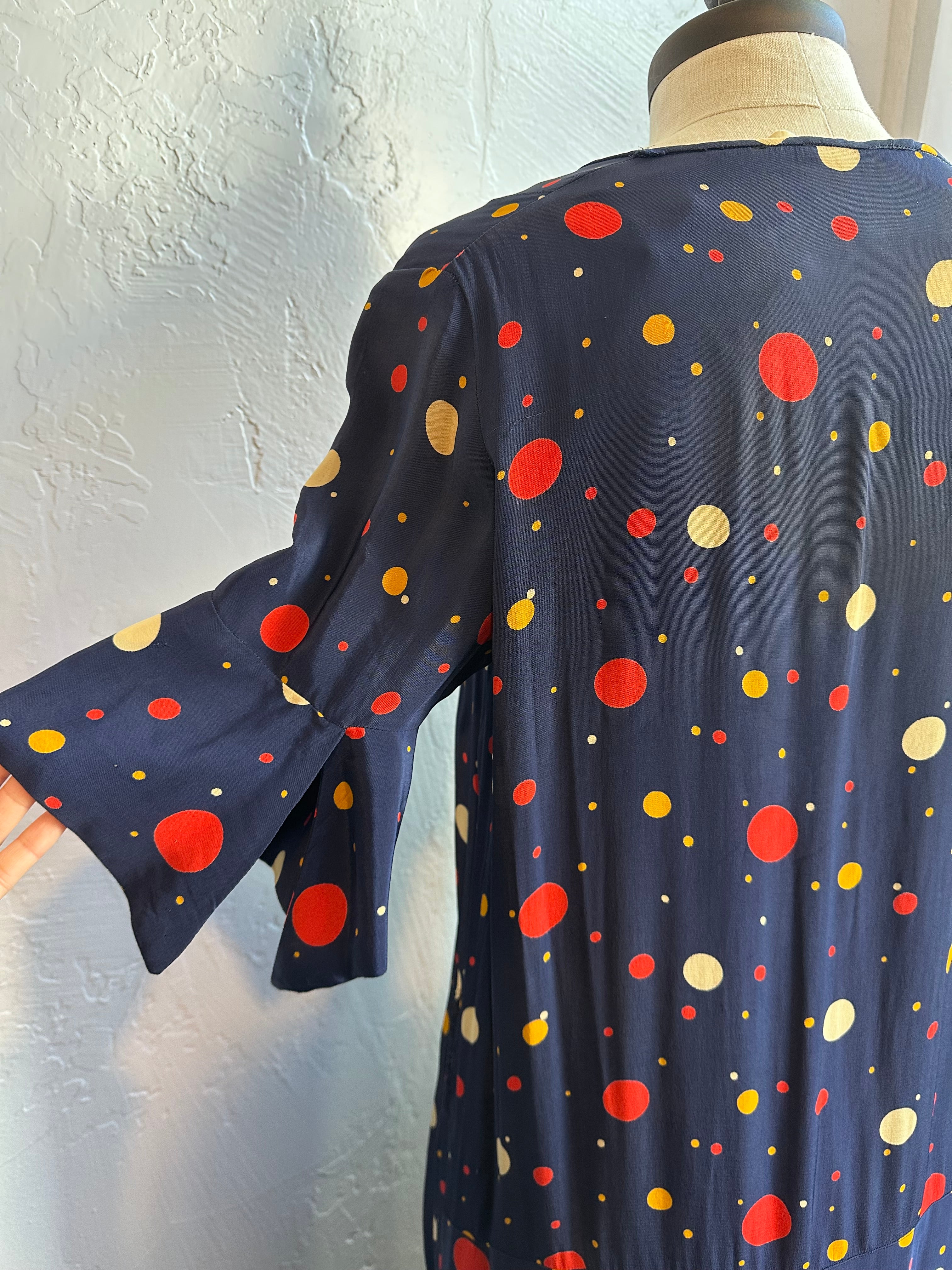 30s navy polka dot dress