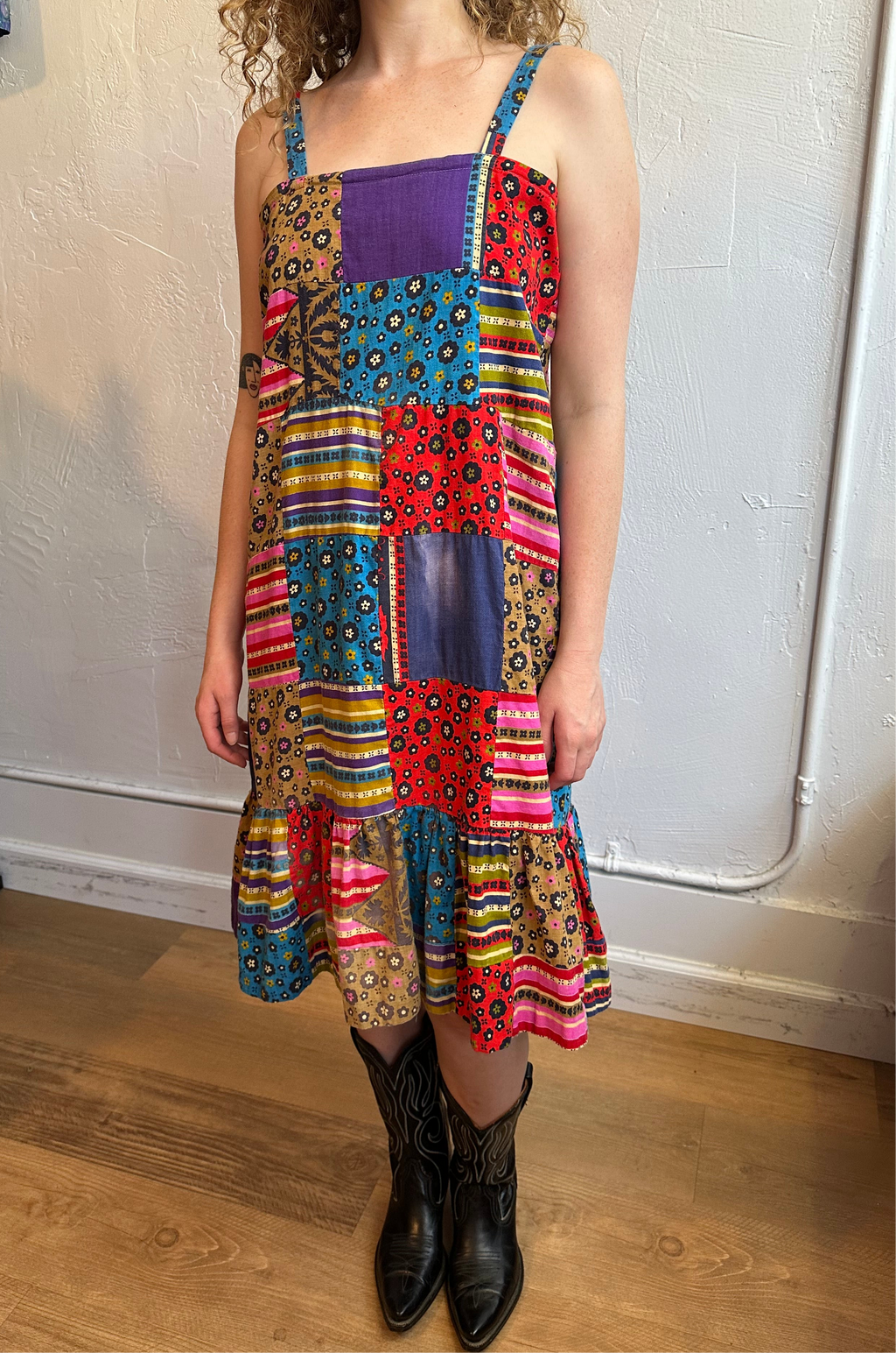 Quilt spaghetti strap dress