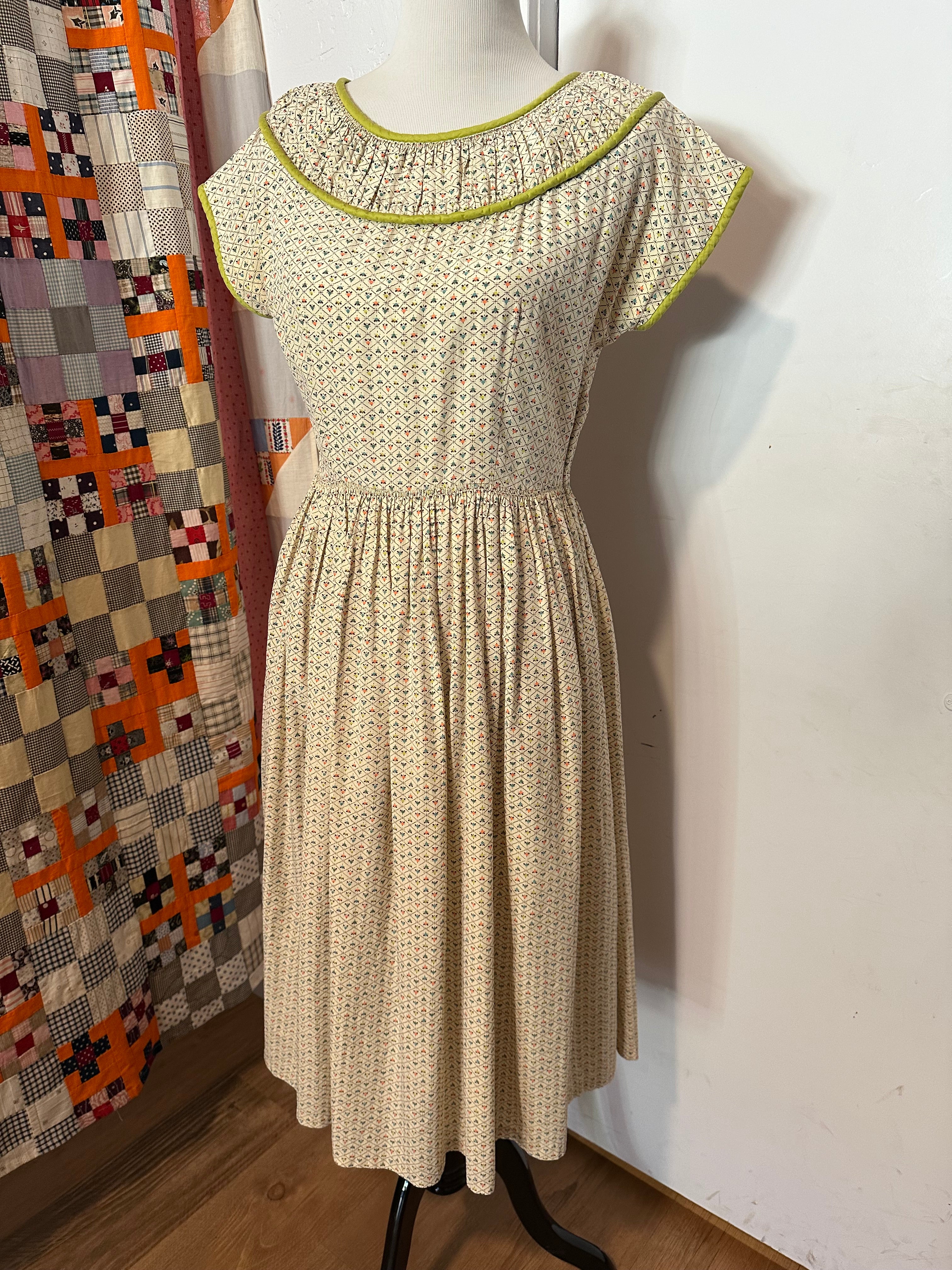 40s/50s Vicky Vaughn rayon white floral dress