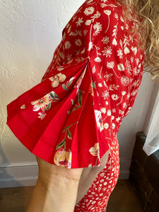 Abacus red floral s/s dress