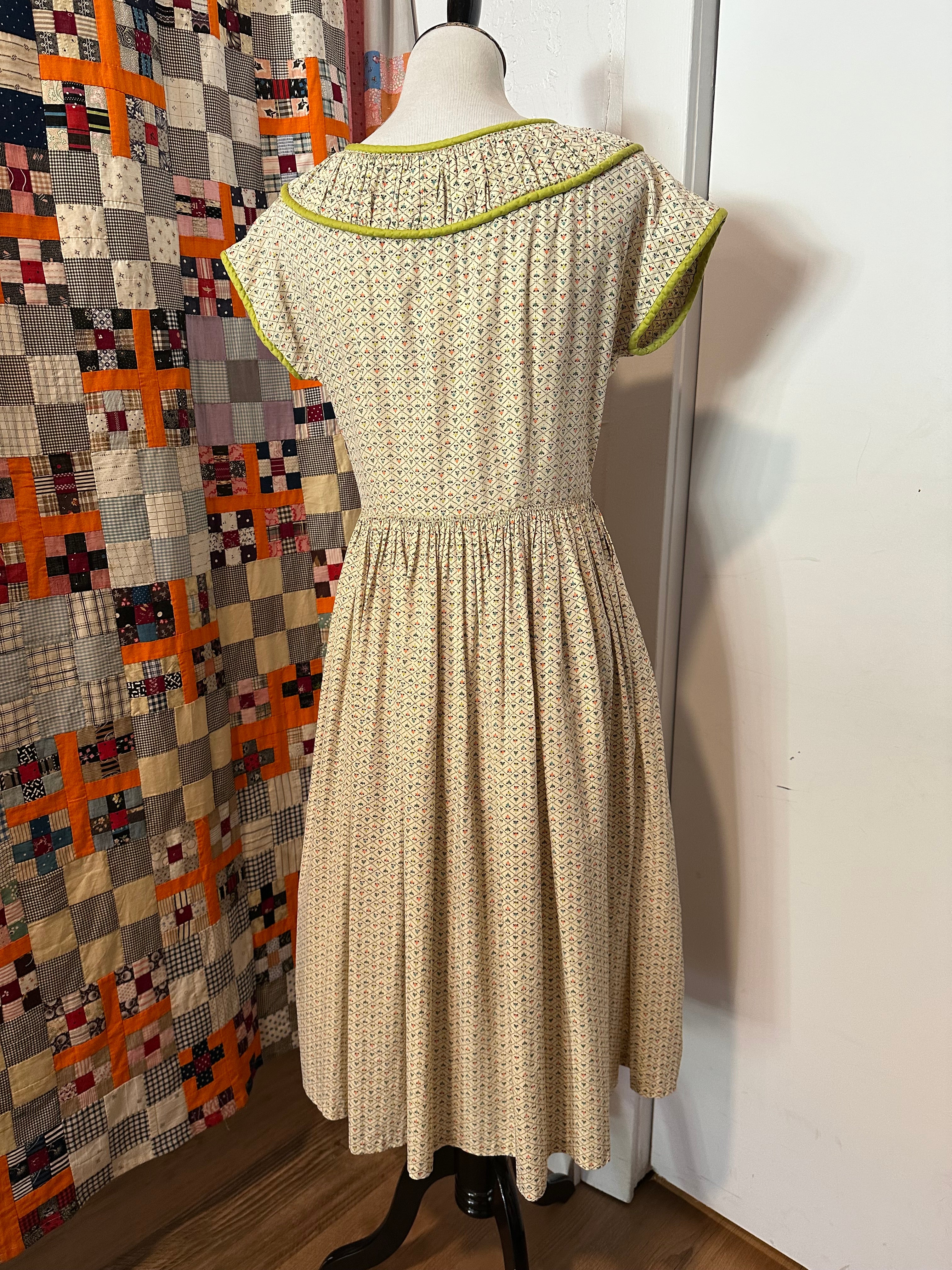40s/50s Vicky Vaughn rayon white floral dress
