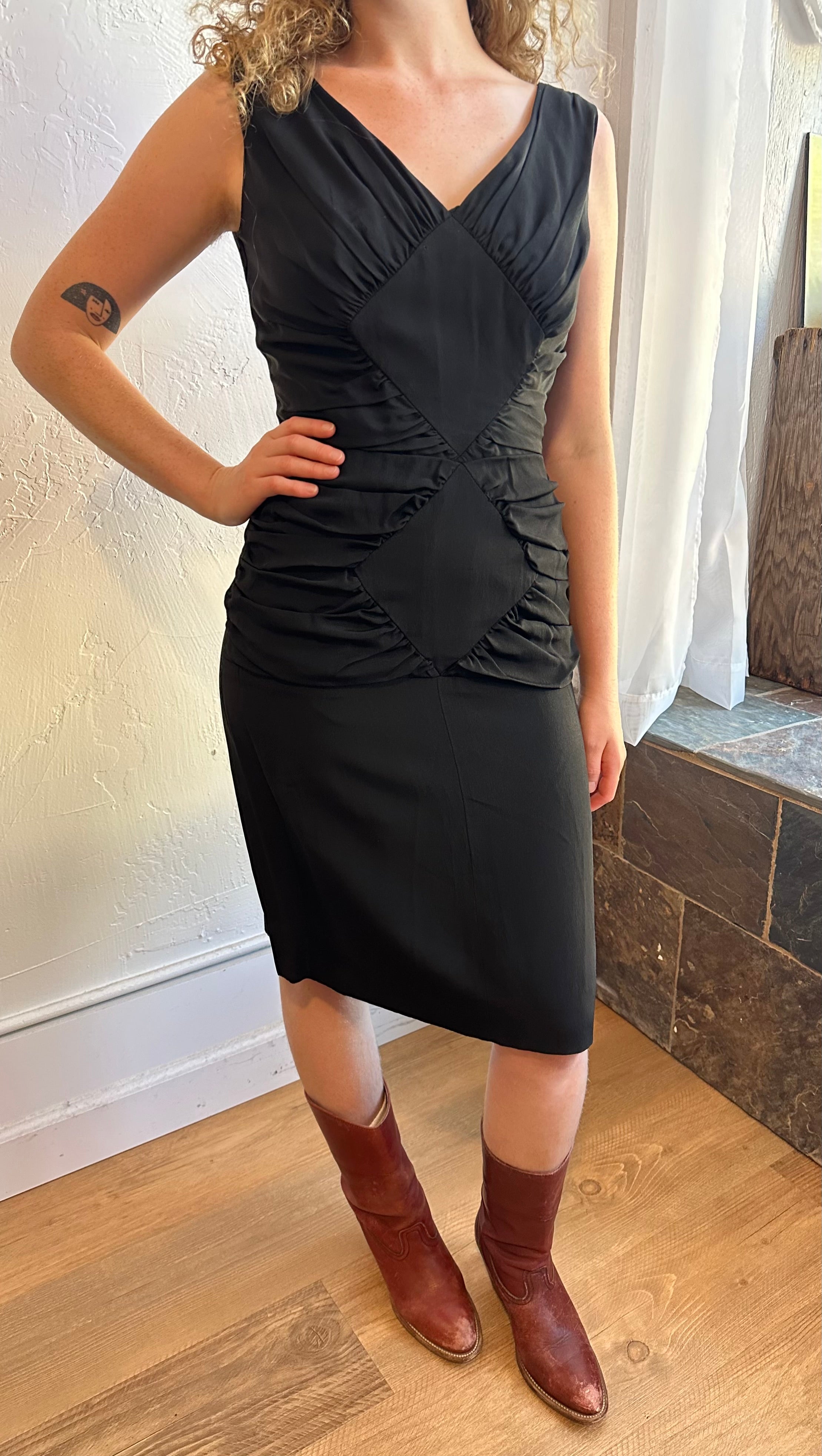 40s Fredericks of Hollywood black wiggle dress