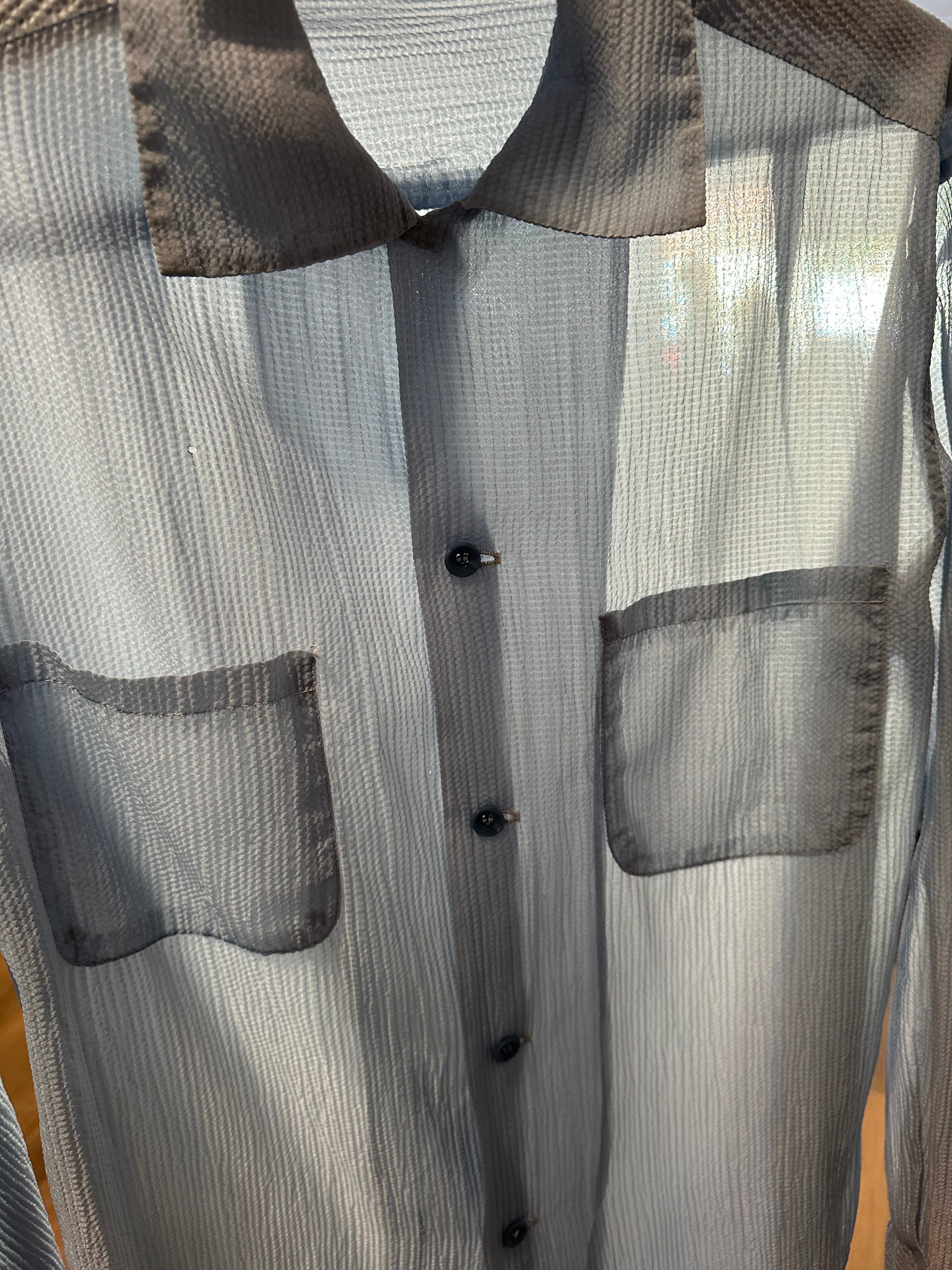 50s nylon blue sheer men’s shirt