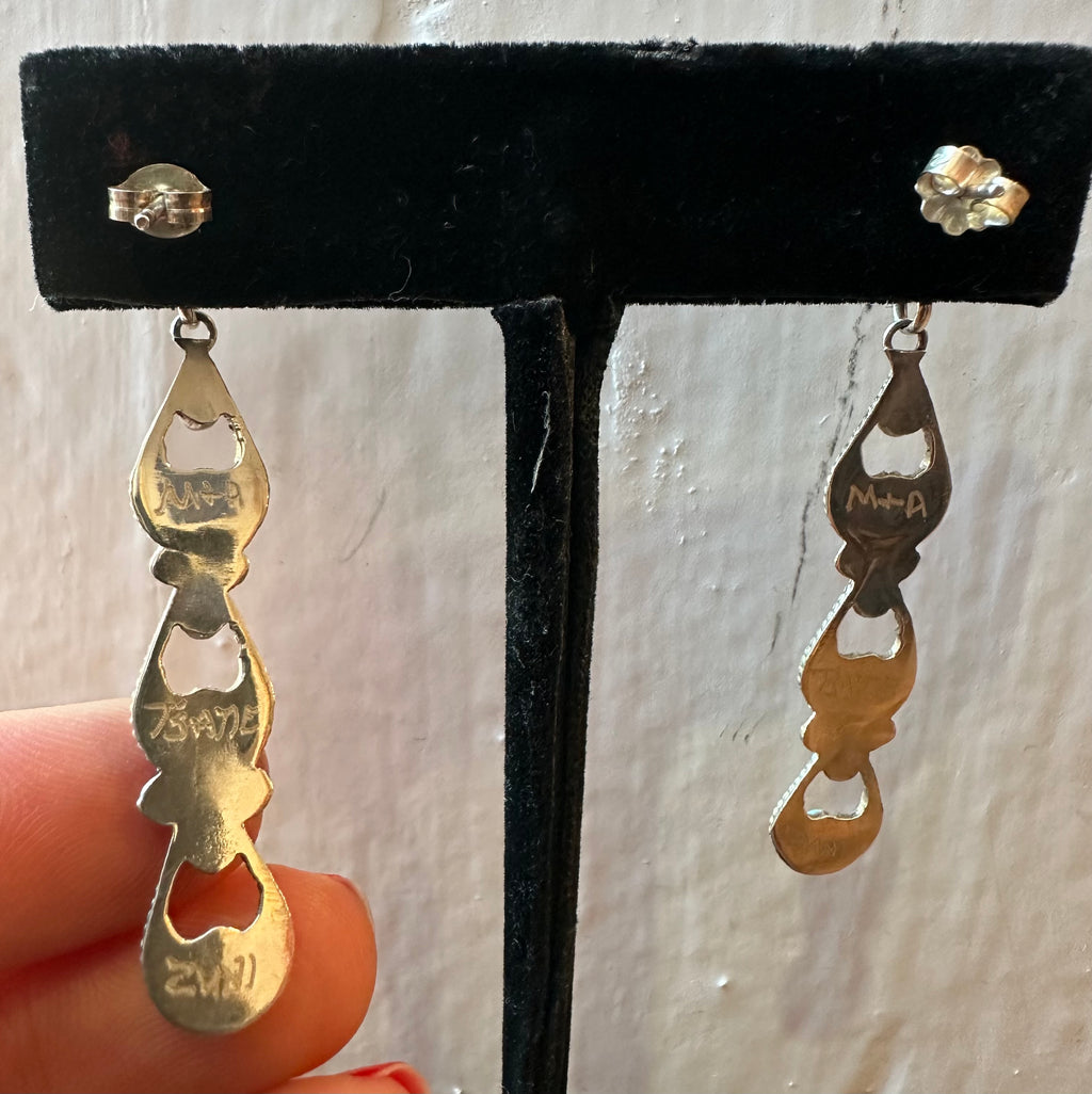 Zuni long oval turquoise earrings