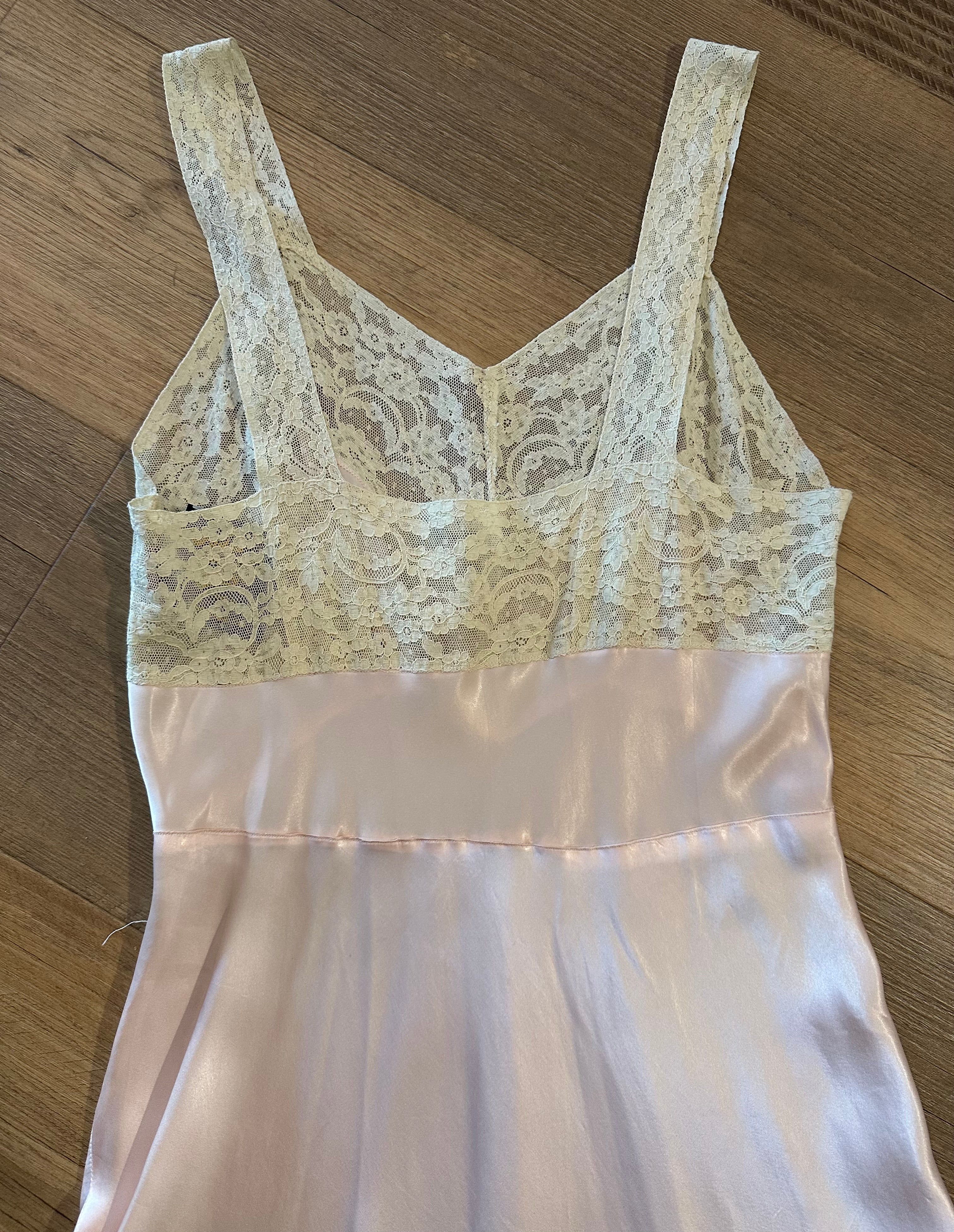 30s/40s Rayon & lace pink slip
