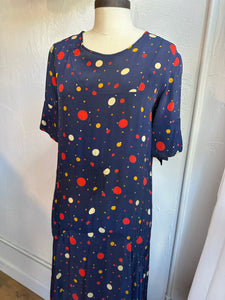 30s navy polka dot dress