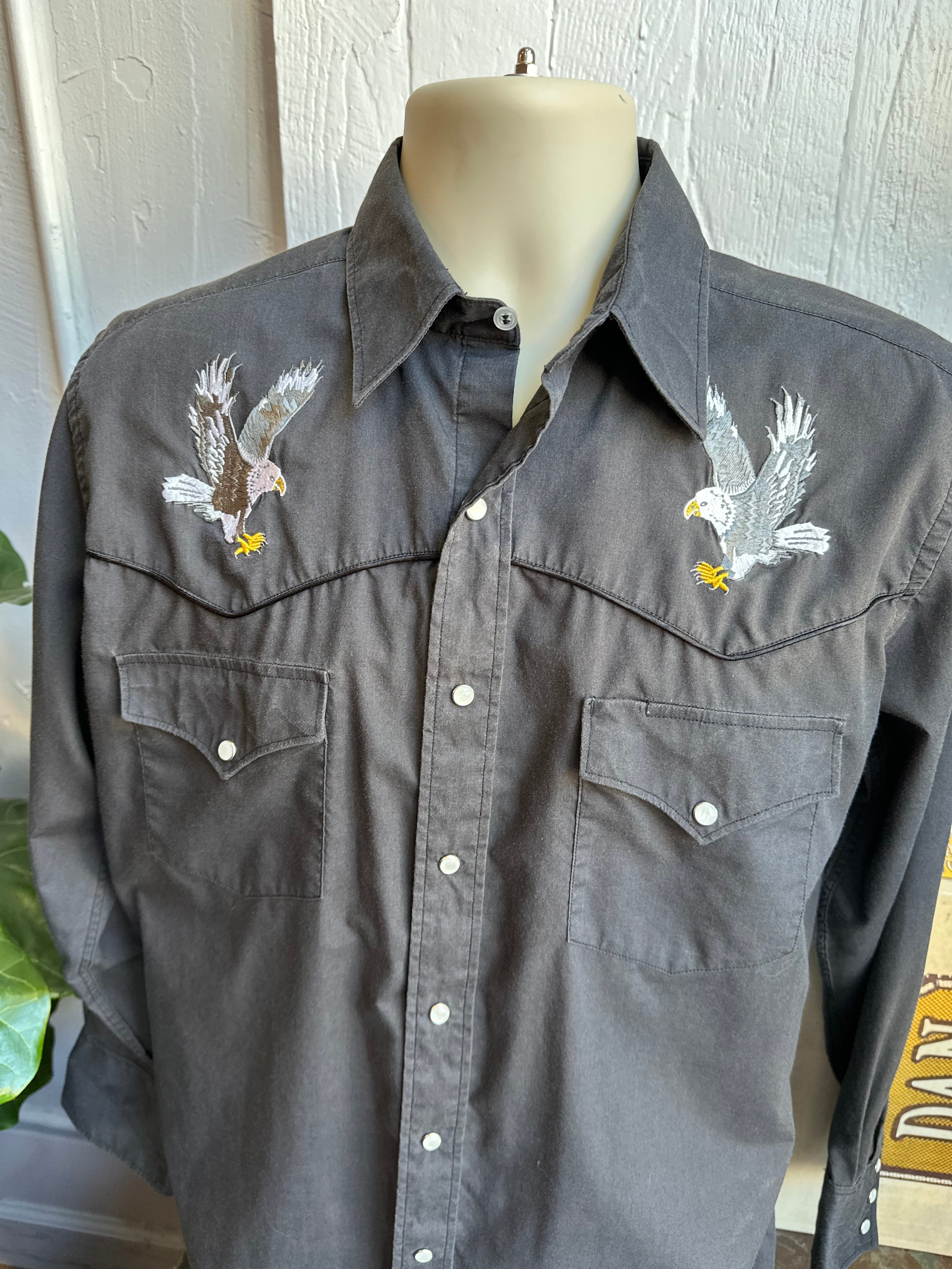 Black eagle western pearl snap