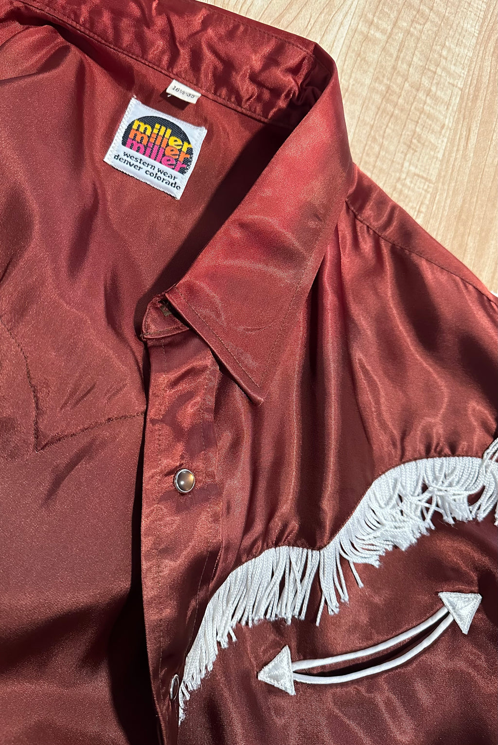 Miller satin & fringe pearl snap shirt