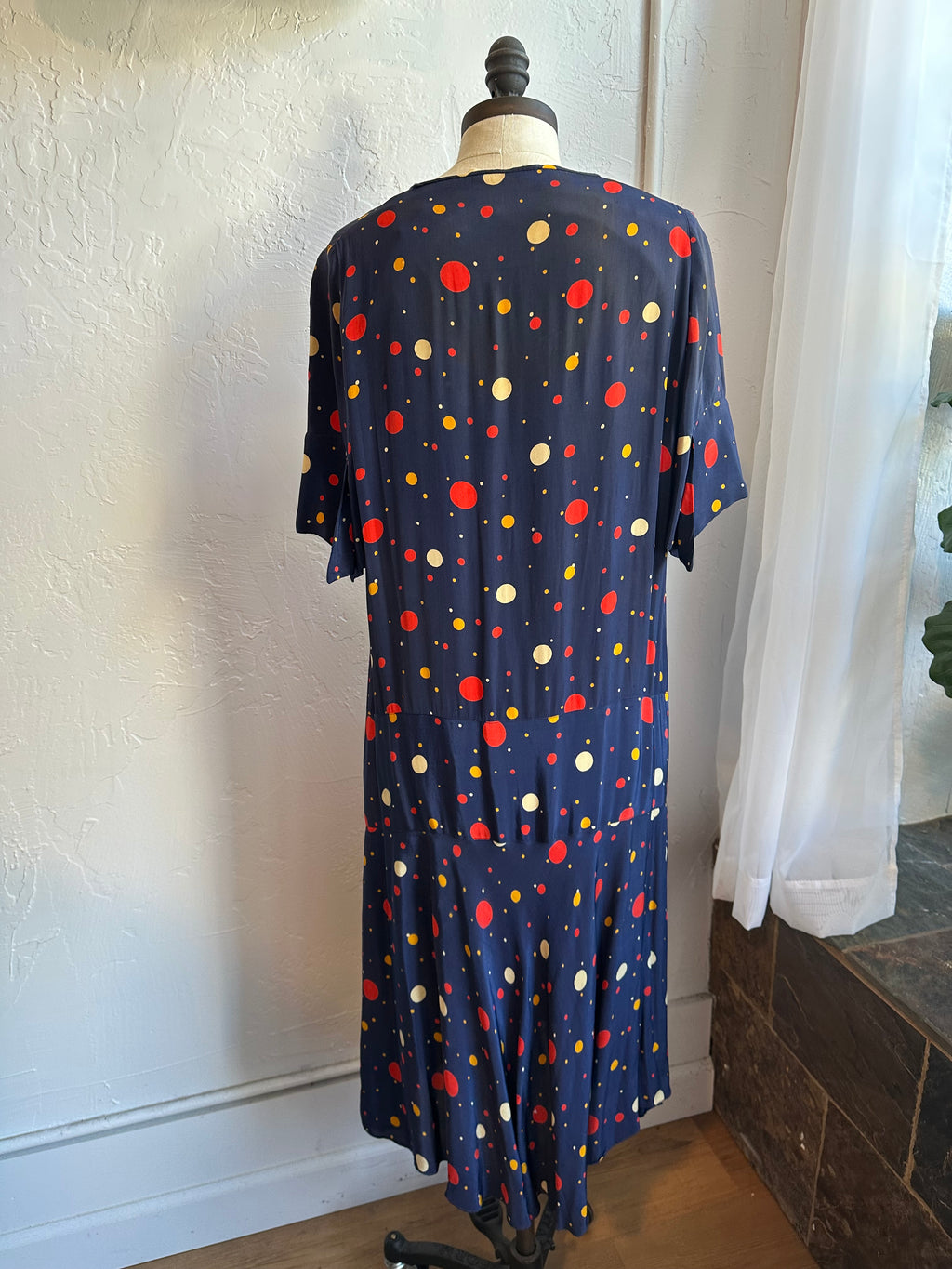 30s navy polka dot dress