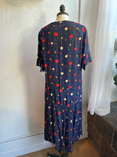 Load image into Gallery viewer, 30s navy polka dot dress
