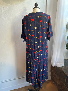 30s navy polka dot dress