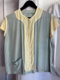 40s rayon two tone button up top