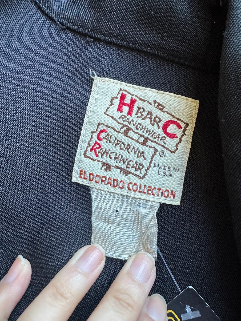 H bar C black western pearl snap