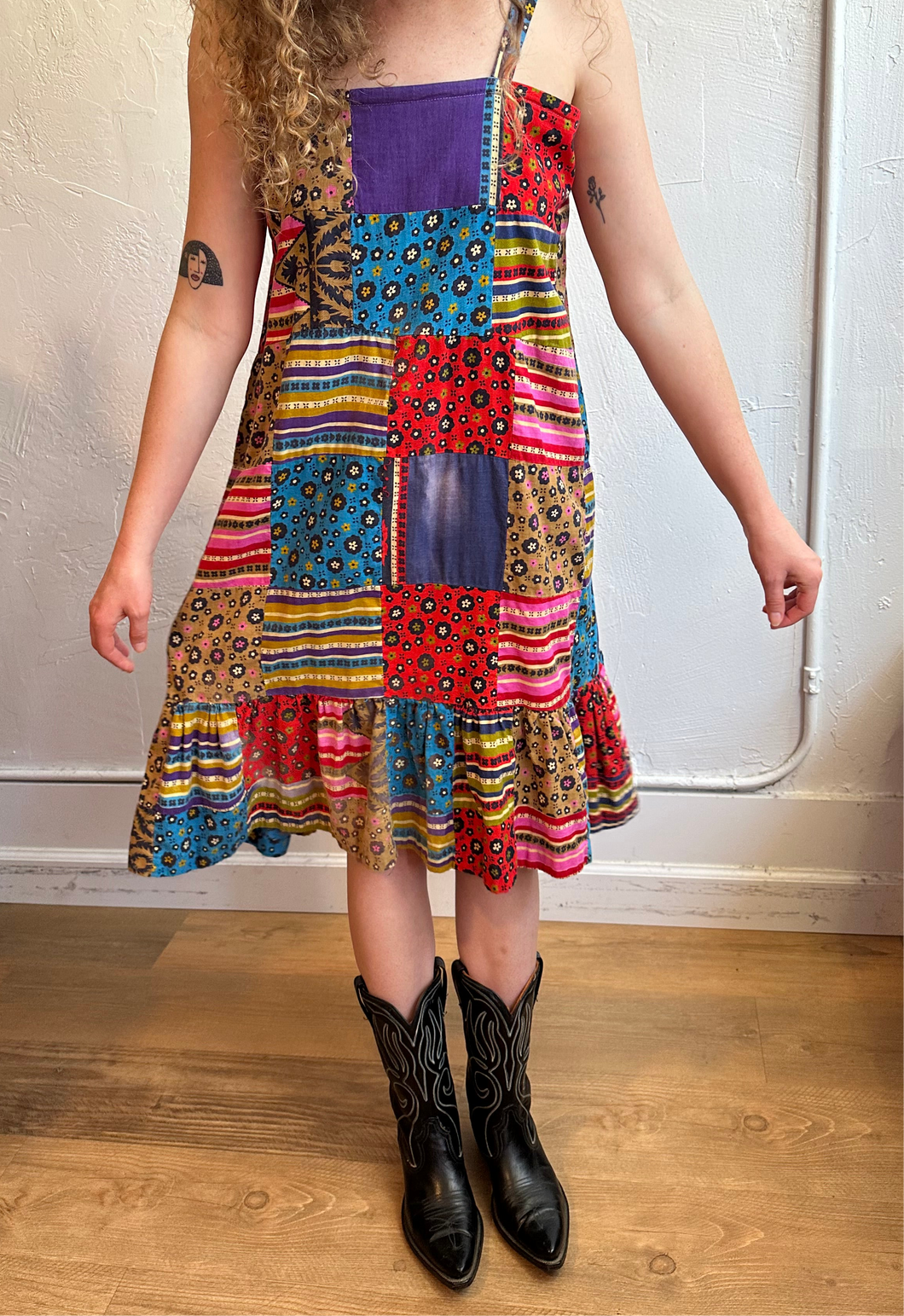 Quilt spaghetti strap dress