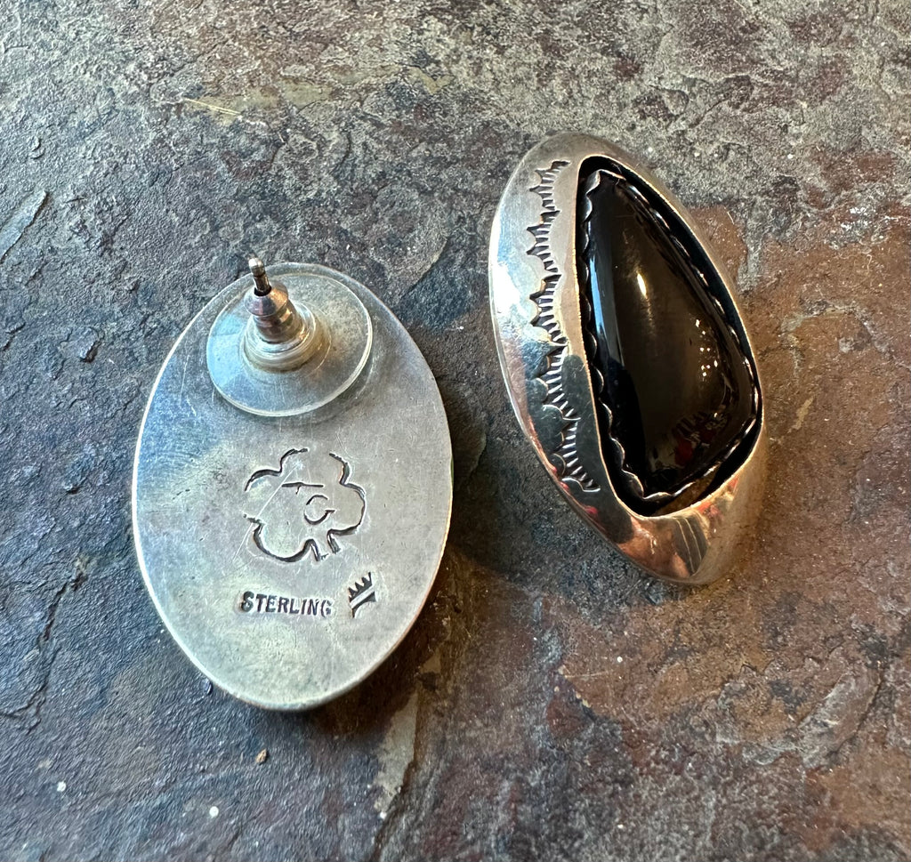Large onyx sterling posts
