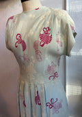 40s/50s tassel print rayon dress