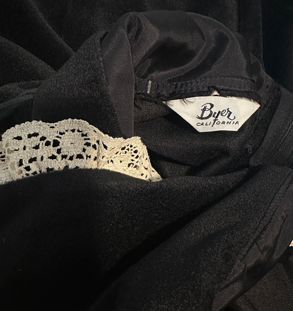 70s Byer black halter maxi w/collar