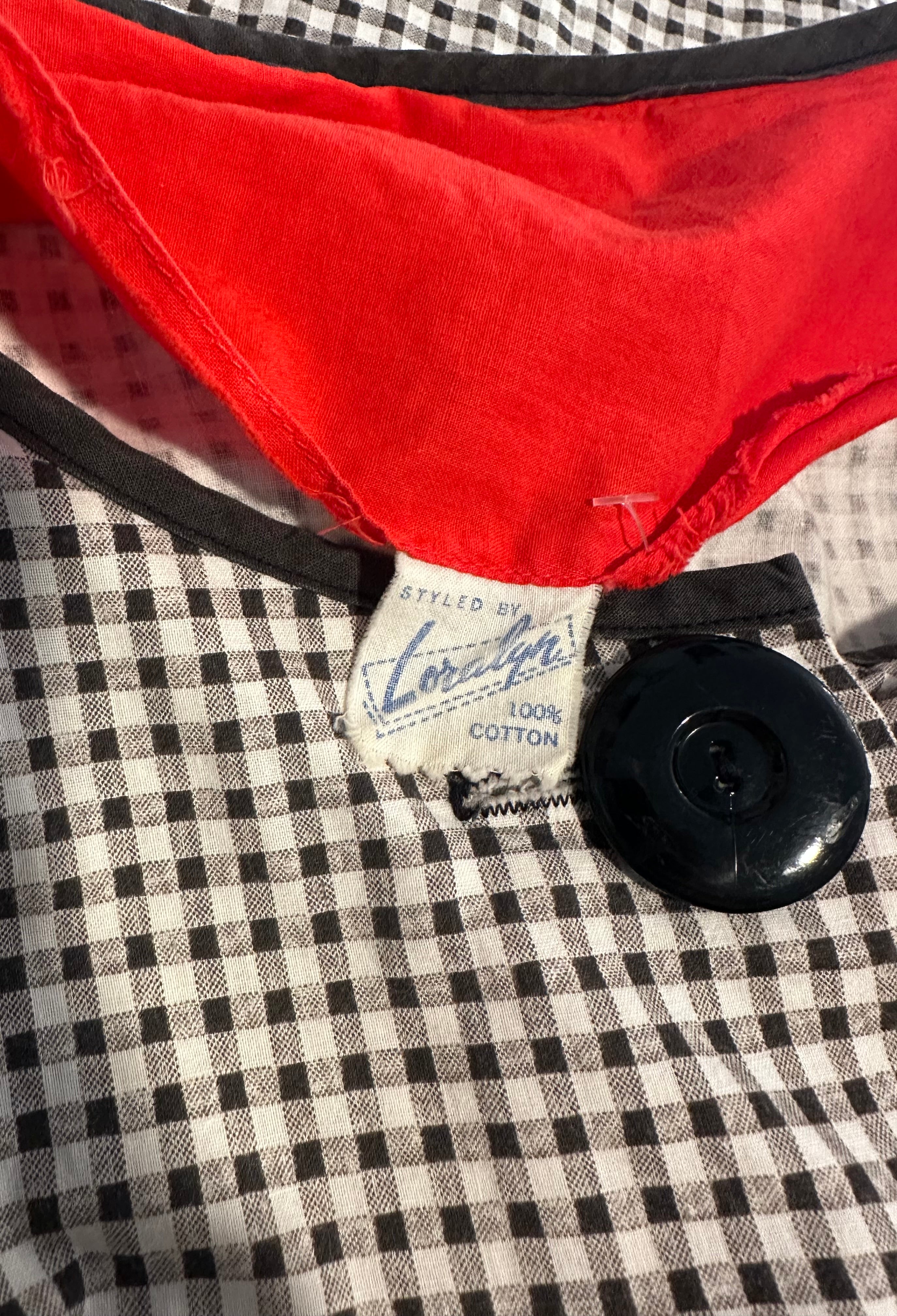 Loralyn B&W gingham button front dress