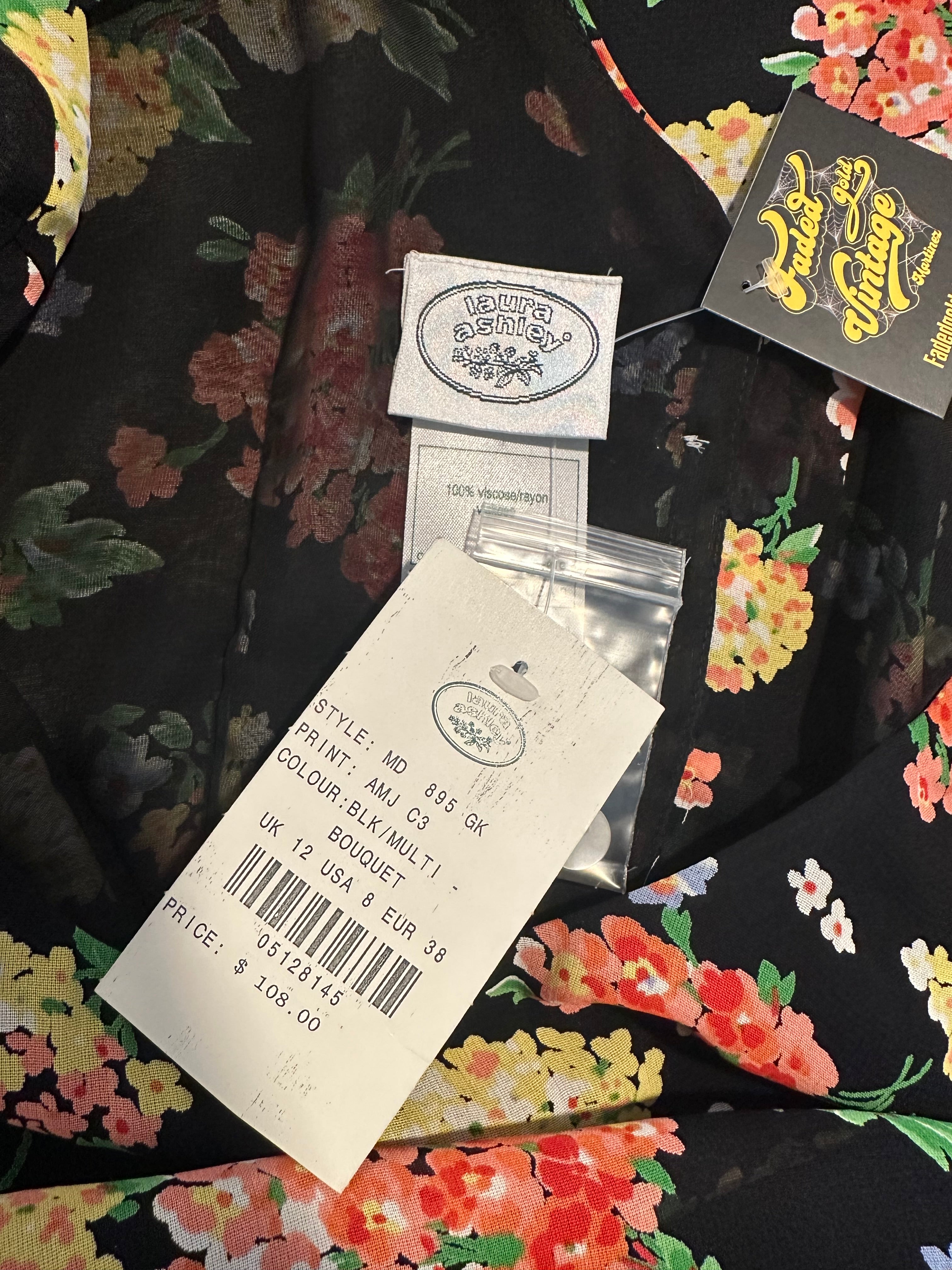 Laura Ashley Black Floral Maxi Dress Dead stock
