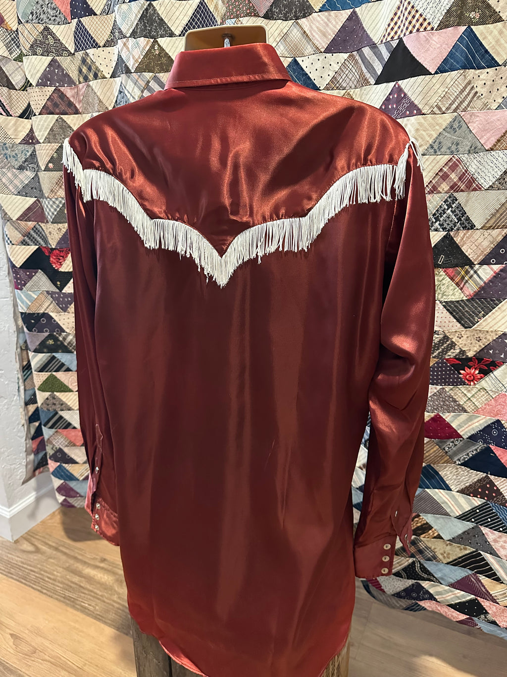 Miller satin & fringe pearl snap shirt